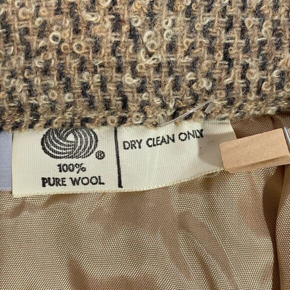 Evan Picone Vintage 70’s 100% Wool A-Line Tweed Skirt with Front Pleat Size 10 T - Picture 6 of 11